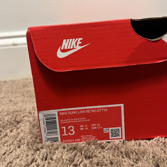 Size 13 Nike Dunk Low Retro BTTYS- Polar/Polar White - Picture 2 of 8